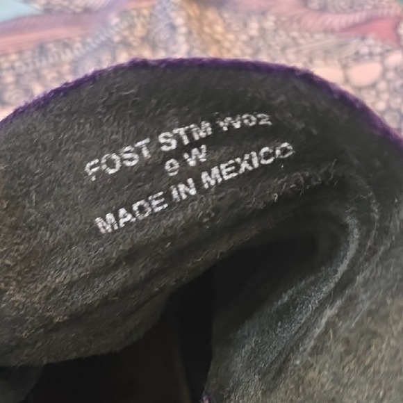 Unique Hand Painted Fluevog Purple Starry Night Ankle Boots Women's Size 9W - Picture 7 of 12